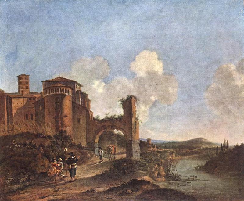 ASSELYN, Jan Italian Landscape with SS. Giovanni e Paolo in Rome Norge oil painting art